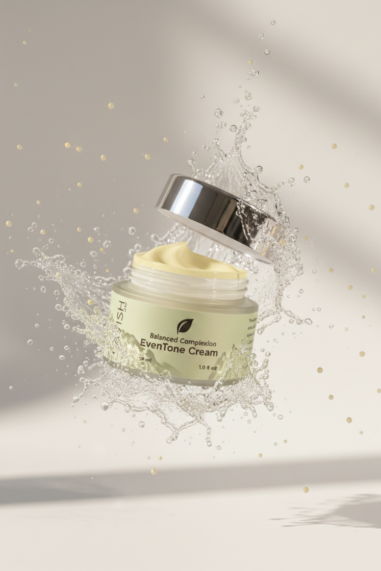 Skincare cream jar with a silver cap on a light gray background
